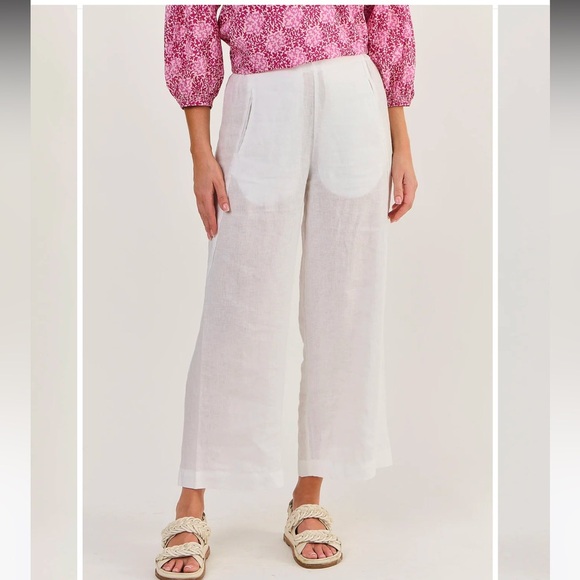 White linen high waist pant - Picture 1 of 14